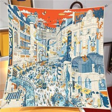 Women's 35x35" City Print Square Silk Feel Scarf Head Wrap Shawl Bandana Hijab