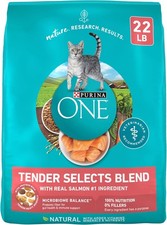 Natural Dry Cat Food Tender Selects Blend W/ Real Salmon 22 lb. Bag 2.21 per pound