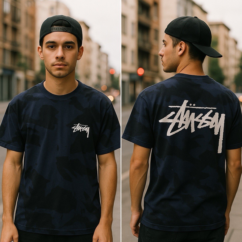 Stussy Men's Graphic Tee Vintage Style Medium Size