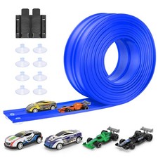 Flex Tracks 16Ft Kids Flexible Race Car Ramp with 4 Small Cars 8 Suction Cups