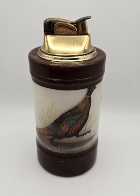 Vintage Evans Lighter w/Pheasants by Lynn Bogue ~ UNIQUE & RARE ITEM *WORKS* USA