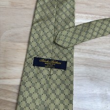 Brooks Brothers Necktie 100 Silk Check Striped Gold Red Made In USA Vintage