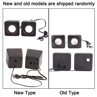 Dual Track Mini Cube USB Stereo 3.5mm Jack Wired Speaker For Desktop Laptop SAL
