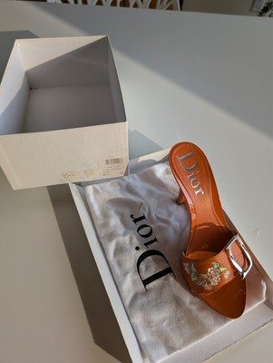 Christian Dior by John Galliano Orange Floral Clogs, c. 2000s