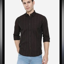 Express Slim Solid Wrinkle-Resistant Performance Shirt Large NEW Black Brown