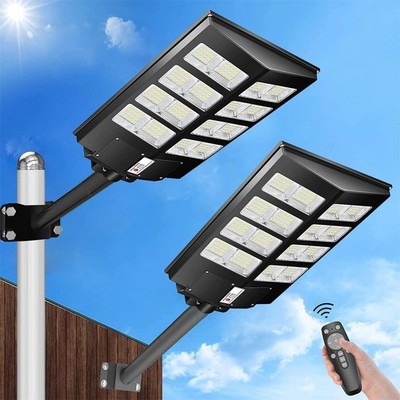 2000W Motion Sensor LED Solar Street Light Dusk to Dawn Super Bright Road Lamp