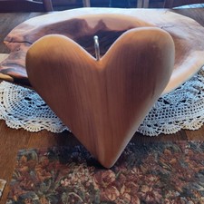 Hand Crafted Oak Heart 9"X6"X2"