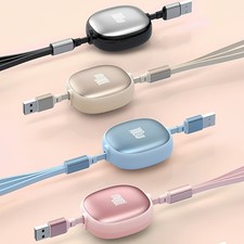 Portable 3-in-1 Retractable Charging Cable 100W Fast Charge for All Smartphones