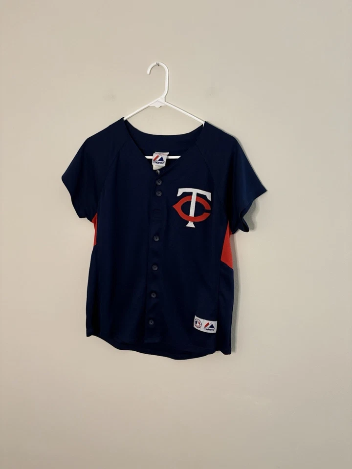 Majestic Youth Boys Minnesota Twins Jersey Size 8 Joe Mauer EUC Baseball N5 - Image 2 of 4