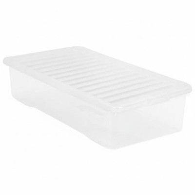43L Klar Unterbett Aufbewahrungsbox mit sicheren Deckeln Platzsparend Stapelbar Nestbar