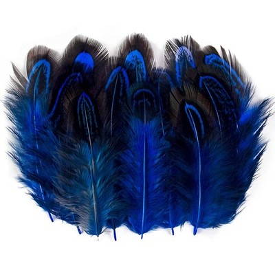 50 Pcs Sapphire Blue Pheasant Feathers 2-3 Inches Plumage for Crafts Clothing Se