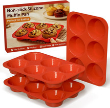 12 Cup Silicone Muffin Pan Nonstick Cupcake Baking Mold BPA Free Oven Safe