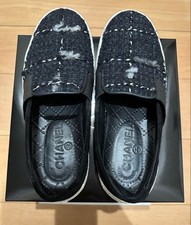 CHANEL Slip-ons Shoes Sneakers EU 36 US 6 Navy Black Authentic