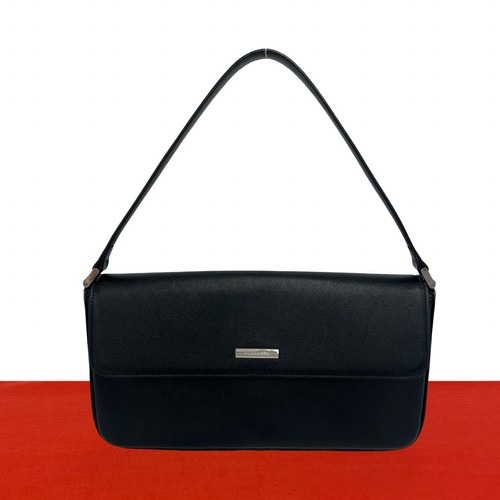 BURBERRY Logo Metal Nova Check Pattern Shoulder Bag leather black 42874