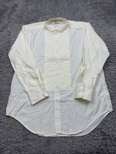 After Six Tuxedo Shirt Men XL-34 Creamy Ivory Wing Collar Pleated Button Up NWOT