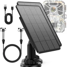 Updated Version 2Pack Trail Cameras Solar Panel 12V/1A 6V/1.5A with Build-in ...
