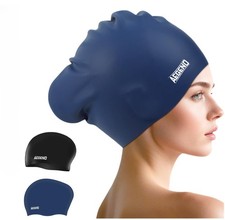 Swim Caps for Long Hair, Durable Silicone Swimming Caps for Women Men Adults