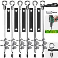 Fully Welded Ground Trampoline Anchors, 30'' Spiral Mobile Home Anchors, 6pcs...