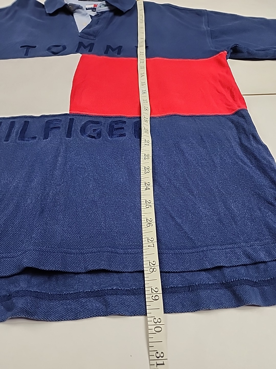 Vintage Tommy Hilfiger Polo Shirt Mens L Big Flag Embroidered Spell Out Logo thumbnail 14