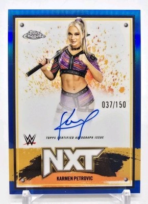 2025 Topps WWE Chrome KARMEN PETROVIC NXT Auto Blue Refractor /150 #NXT-KPT (RC)