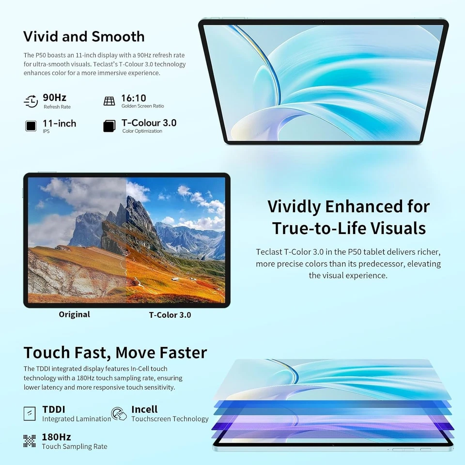 TECLAST P50 Tablet – 11 Zoll Android 15, 20GB RAM, 128GB ROM, 5TB erweiterbar - Bild 4 von 4
