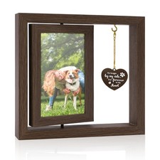 Pet Memorial Gifts for Loss of Dogs, Rotating Wooden Picture Frame for 4x6 Ph...