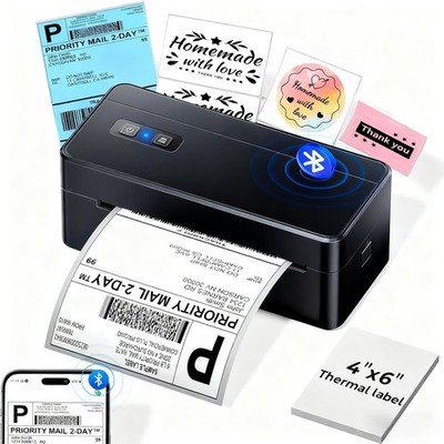 ASprink Bluetooth Versandetikettendrucker, 4x6 Thermo Versandetikettendrucker f...