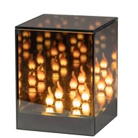 LED Deko WüRfel Magic Flames Grau H. 16Cm Aus Glas Mit Timer Formano