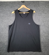 Vtg Speedo Tank Top Mens XL Black Graphic Logo Sporty Cotton Swim Volleyball 90s