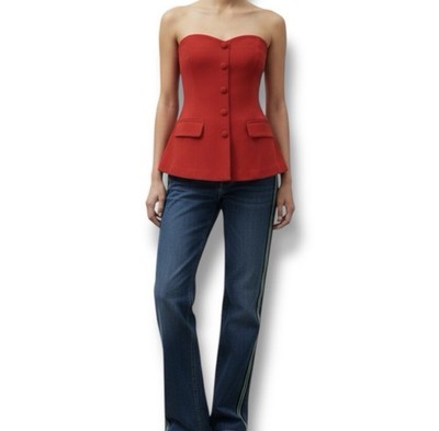 LULU S Red Corset Bustier Suit Vest Baddie Top sz M NWT
