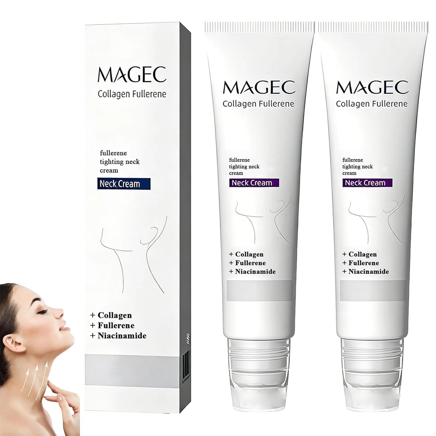 Magec Cream, Magic Collagen Fullerene Neck Cream, Tighten and Lift Firming Neck