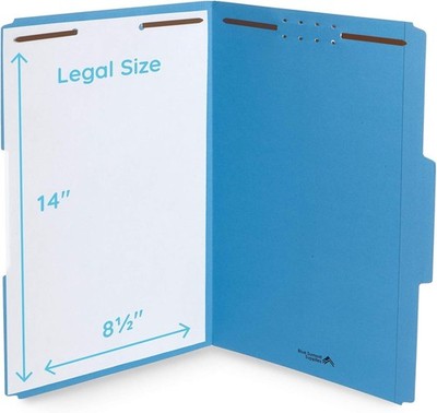 Blue Summit Supplies File Folders with Fasteners, Legal Size 50 pk Blue