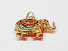 LIGHTWEIGHT 18k Gold 26x21mm Multi-Color Enamel Elephant Charm Pendant *NO CHAIN — photo 6