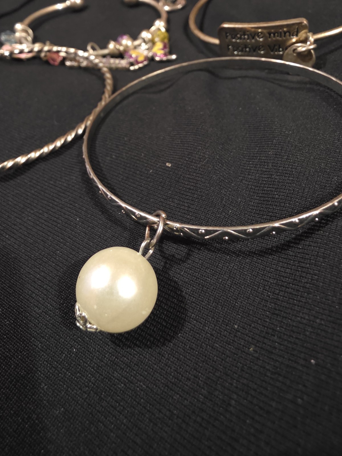 Adjustable Charm Beaded Bangle Bracelets Silver P… - image 5