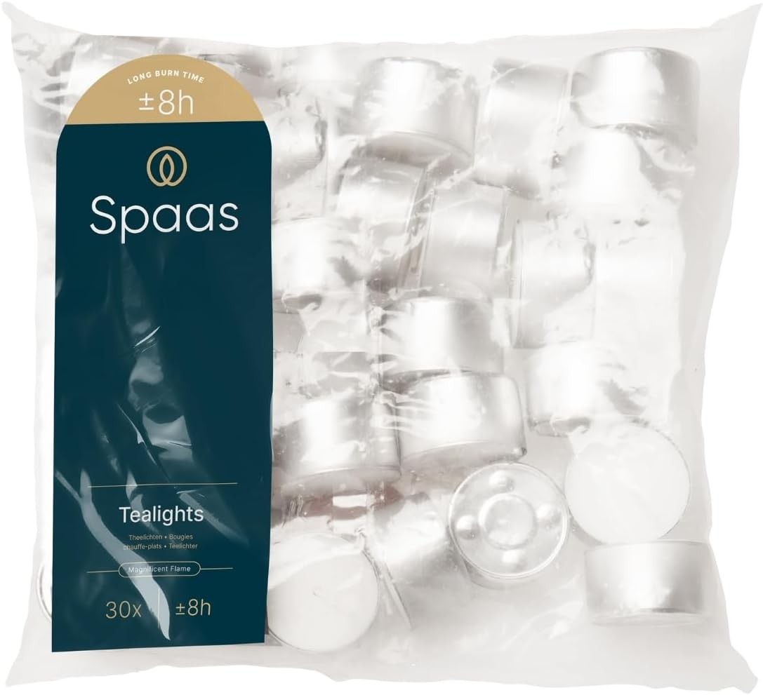 Spaas Tealights Bag x30, 8 Hours, White