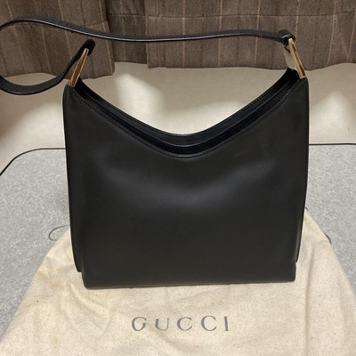 Gucci Vintage Black Leather Shoulder Bag 21cm x 33cm with