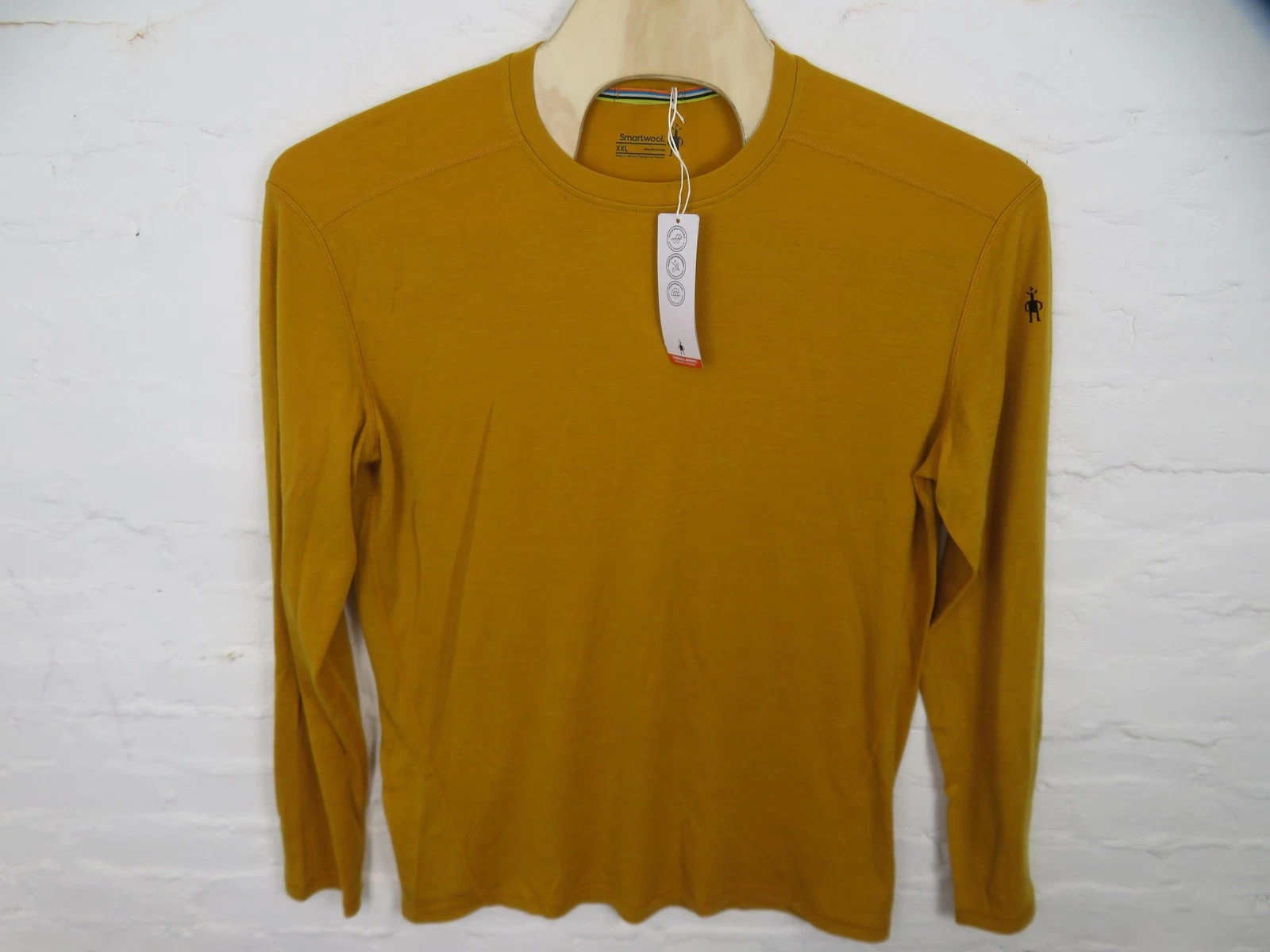 Smartwool Shirt Mens 2XL Gold Thermal Crew Merino Wool Long Sleeve Base Layer