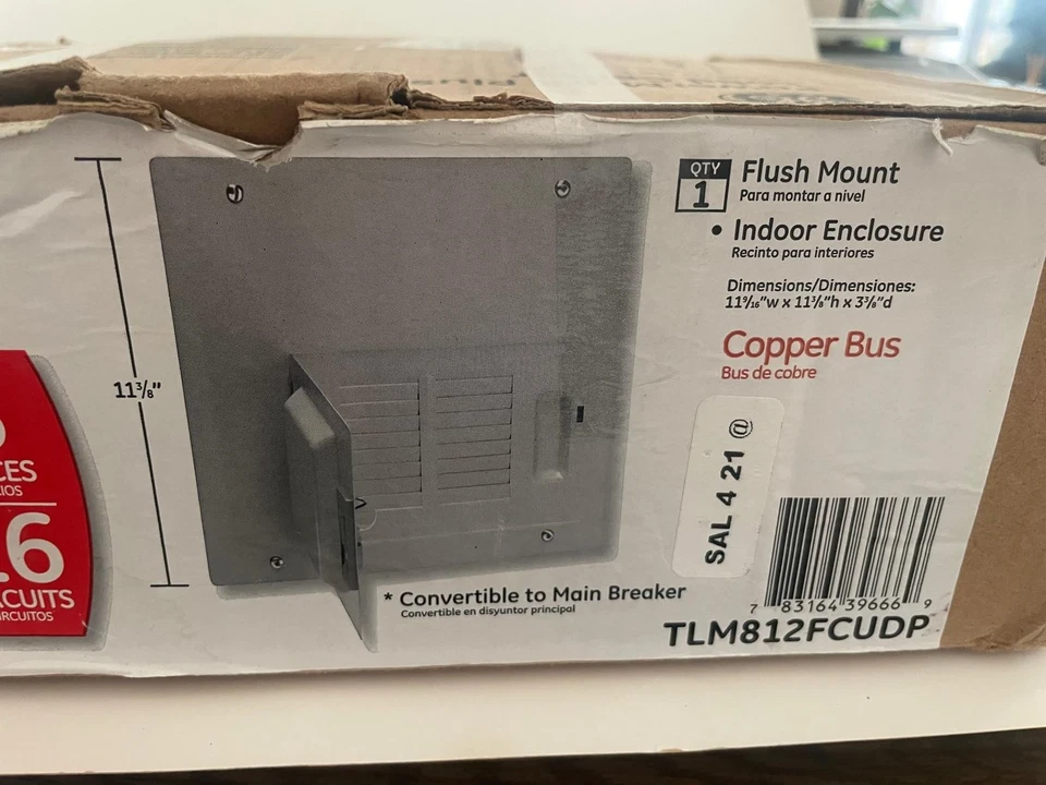 GE TLM812RCUP terminal principal de carga interior 125 amperios 8 espacios 16 circuitos Foto 2 de 4