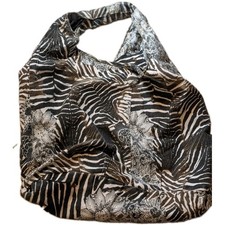 Borsa Yamamay Hobo Zebra Floreale Slouch Spalla Tela Nero Bianco Boho Grande