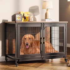37.5" Heavy Duty Dog Cage for Home w/Wheels for Small to Medium Dogs,Dog House