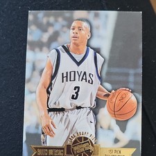 Press Pass 1996 Allen Iverson Georgetown Hoyas #1 Rookie 1st Pick NCAA Card. rookie card picture