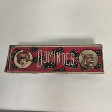 VTG 1920's 1930's Double-Six Dominoes Lady And Tiger Motif by Halsam Made In USA