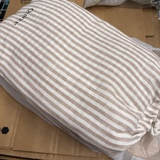 Quince European Linen Stripe Duvet Cover Set Latte/White Stripe King/Cal King 3P