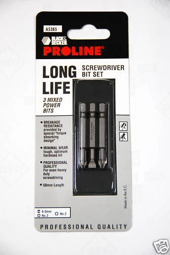 Black & Decker 3 Piece 50mm Screwdriver Bit Set A5385