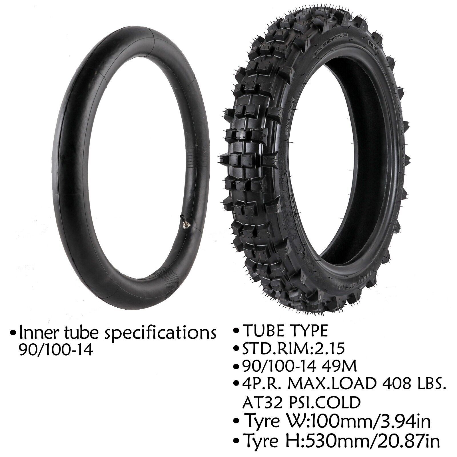 3.00-14 Inner Tube 90/100-14 Rear Tire Dirt Bike Motorcycle CR85 - Foto 5