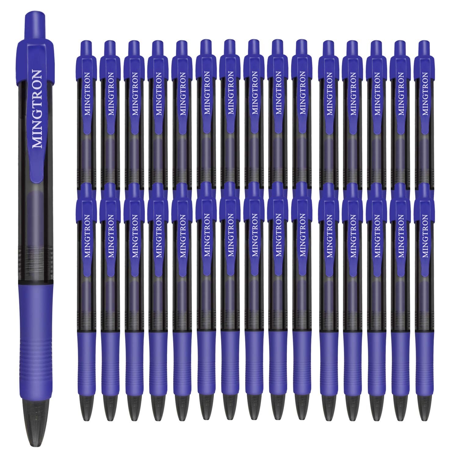 Gel pens, 30 Pack Blue Pens Fine Point, No Smear Ink Pens for Left Hand, Clic...-image