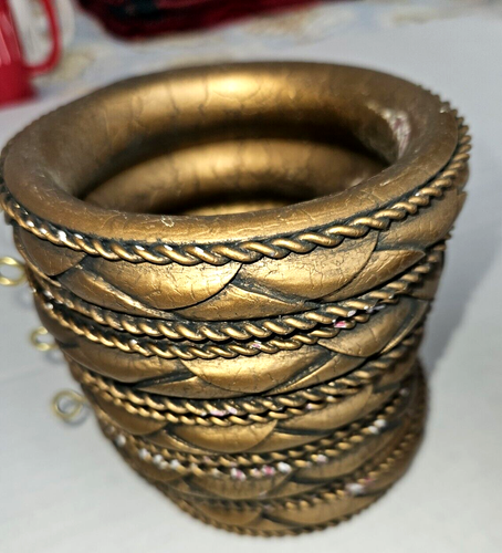 10 anelli in bronzo con foglia oro drappeggio 4 1/2" con occhielli incl. 1 set staffe - Foto 3 di 24