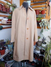 Womens Vintage Coat Camel Brown Lined Bottons Pockets Size 14 Washable