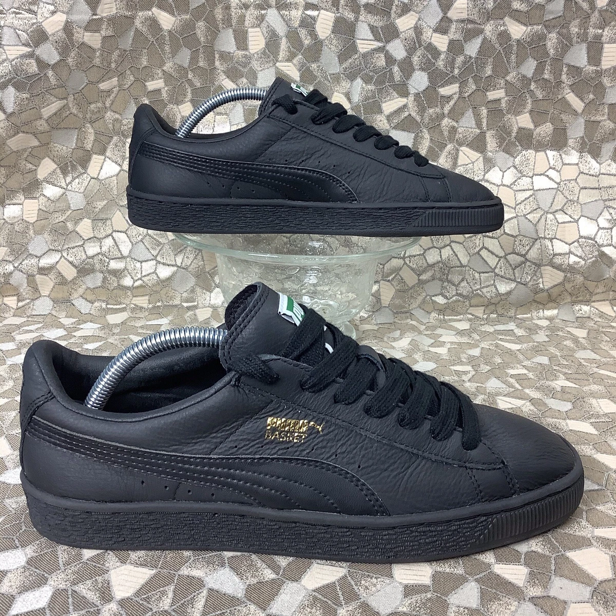 gat Soms bovenste rare PUMA BASKET CLASSIC Lifestyle Black Gold Leather 40.5 women&#039;s 9.5  | eBay