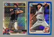 2 Triston McKenzie Bowman Chrome: 2020 Blue Refractor /150, 2018 Asia Mojo Rare!